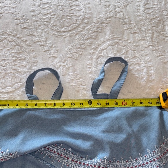 LED Luxe Essential Denim Embroidered Denim Maternity Top BNWT - Picture 6 of 11